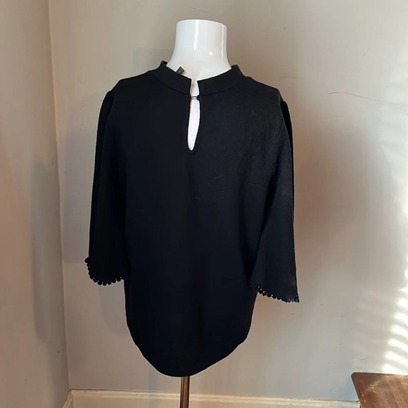 Anthropologie Sunday In Brooklyn Astley Pom Pom Top Mid Sleeves Black Sz M - Picture 5 of 6